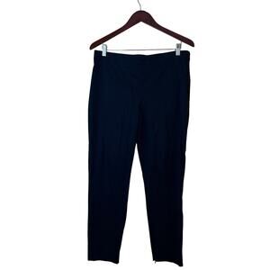 Theory Women’s Navy Blue Cotton Slim Leg Ankle Pant Dress Zip Hem 12